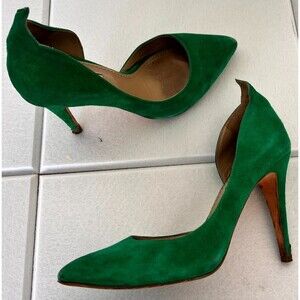 By Malene Birger Women's Pump 7 Emerald Green Suede Casual Slip On Stiletto Heel